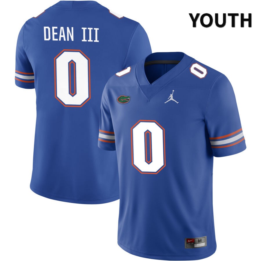 NCAA Florida Gators Trey Dean III Youth #0 Jordan Brand Royal 2022 NIL Stitched Authentic College Football Jersey YRS5564OF